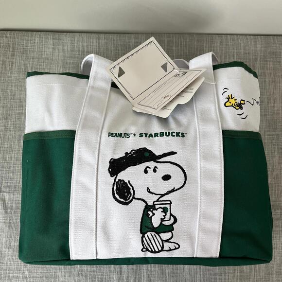 Starbucks x Snoopy Canvas Tote Green House Limited Edition NWT